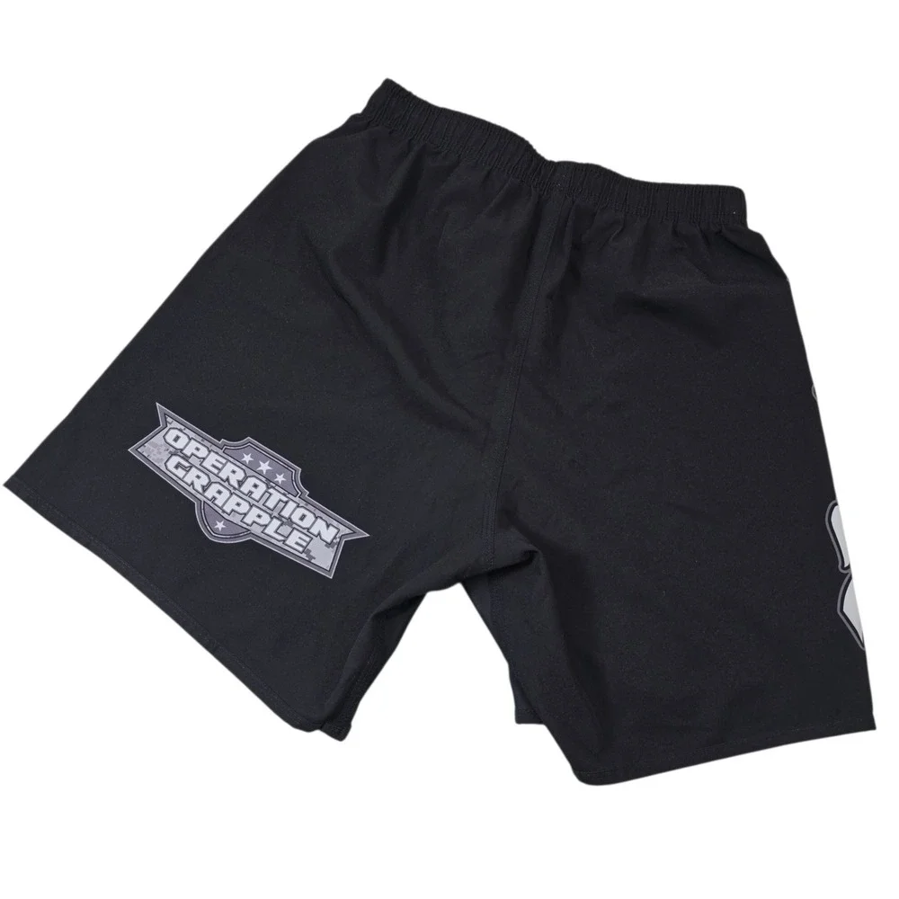 Operation Grapple Fight Shorts Mens Black Robot Logo Jiu Jitsu MMA Training‎